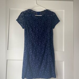 Aritzia Talula Womens Size 4 Navy Blue Short Sleeve Mini Dress Semi Sheer